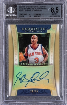 2004-05 UD "Exquisite Collection" Enshrinements Autographs #ENST Stephon Marbury Signed Card (#20/25) - BGS NM-MT+ 8.5/BGS 10